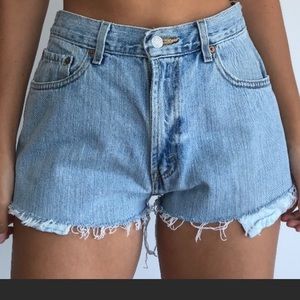 Levi’s straight fit distressed high waisted shorts